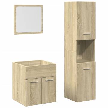  3 Piece Bathroom Furniture Set Sonoma Oak Engineered Wood