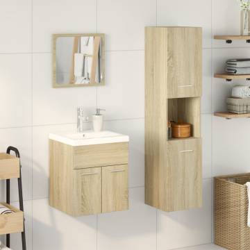  3 Piece Bathroom Furniture Set Sonoma Oak Engineered Wood