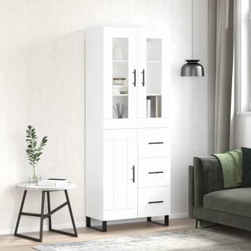 Highboard White 69.5x34x180 cm Engineered Wood