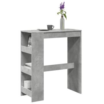  Bar Table with Racks Concrete Grey 90x40x103.5 cm Engineered Wood