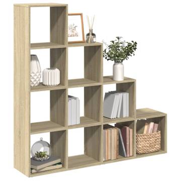  Room Divider Bookcase 4-Tier Sonoma Oak 131.5x29x131.5 cm Engineered Wood