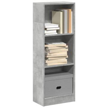  Bookcase Concrete Grey 40x24x109 cm Engineered Wood