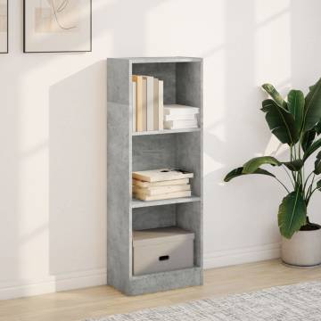  Bookcase Concrete Grey 40x24x109 cm Engineered Wood