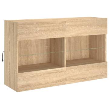 TV Wall Cabinet with LED Lights Sonoma Oak 98.5x30x60.5 cm