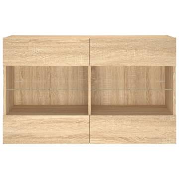 TV Wall Cabinet with LED Lights Sonoma Oak 98.5x30x60.5 cm