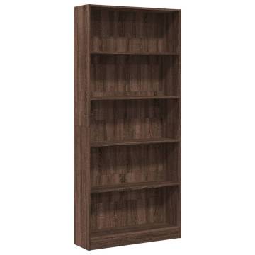  Bookcase Brown Oak 80x24x176 cm Engineered Wood