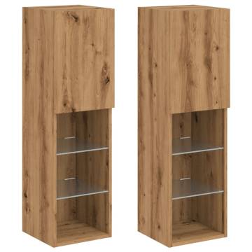  TV Cabinets with LED Lights 2 pcs Artisian Oak 30.5x30x102 cm