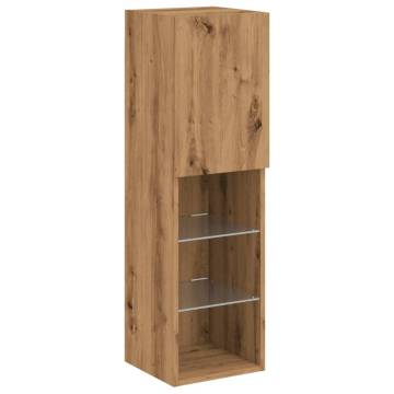  TV Cabinets with LED Lights 2 pcs Artisian Oak 30.5x30x102 cm