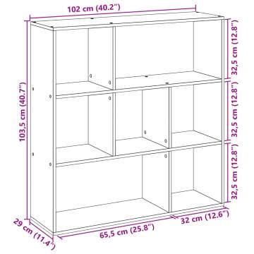  Room Divider Bookcase Concrete Grey 102x29x103.5 cm Engineered Wood