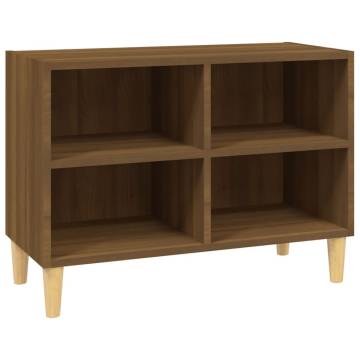  TV Cabinet with Solid Wood Legs Brown Oak 69.5x30x50 cm