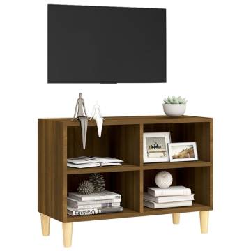  TV Cabinet with Solid Wood Legs Brown Oak 69.5x30x50 cm