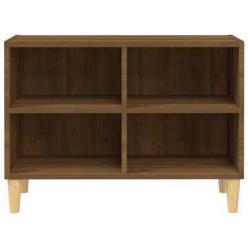  TV Cabinet with Solid Wood Legs Brown Oak 69.5x30x50 cm