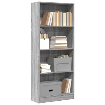  Bookcase Grey Sonoma 60x24x143 cm Engineered Wood