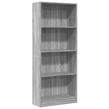  Bookcase Grey Sonoma 60x24x143 cm Engineered Wood