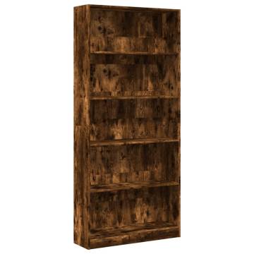  Bookcase Smoked Oak 80x24x176 cm Engineered Wood