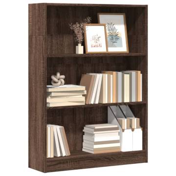  Bookcase Brown Oak 80x24x109 cm Engineered Wood