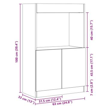  Highboard Smoked Oak 63x33x100 cm Engineered Wood