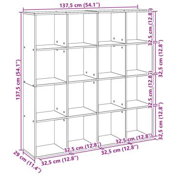  Book Cabinet Grey Sonoma 137.5x29x137.5 cm Engineered Wood