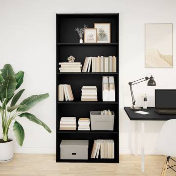  Book Cabinet Black 80x30x189 cm Engineered Wood