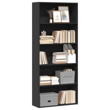  Book Cabinet Black 80x30x189 cm Engineered Wood