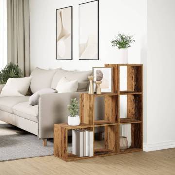  Room Divider Bookcase 3-Tier Old Wood 99x29x99 cm Engineered Wood