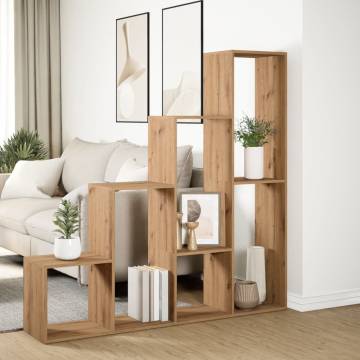  Room Divider Bookcase 4-Tier Artisan Oak 143.5x29x143.5 cm Engineered Wood