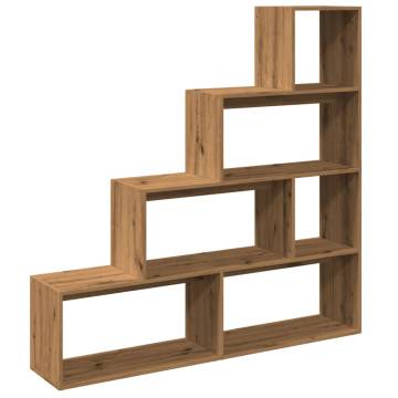  Room Divider Bookcase 4-Tier Artisan Oak 143.5x29x143.5 cm Engineered Wood