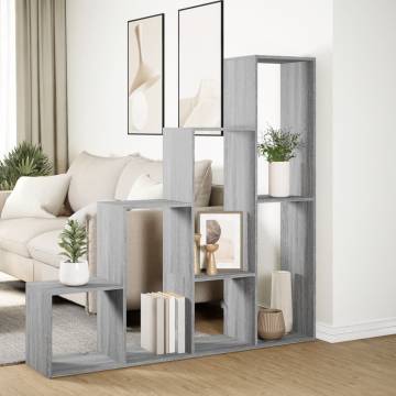  Room Divider Bookcase 4-Tier Grey Sonoma 143.5x29x143.5 cm Engineered Wood