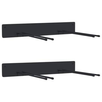  Garden Tool Storage Racks Wall Mounted 2 pcs Black Steel