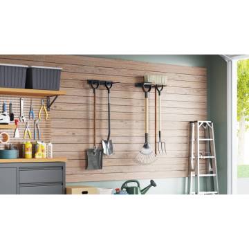  Garden Tool Storage Racks Wall Mounted 2 pcs Black Steel