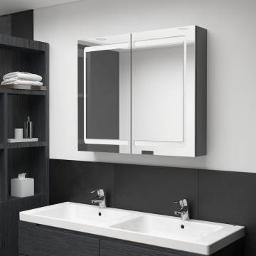  LED Bathroom Mirror Cabinet Grey 80x12x68 cm