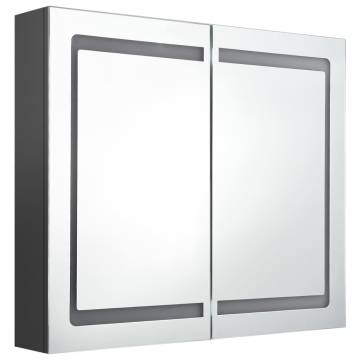  LED Bathroom Mirror Cabinet Grey 80x12x68 cm