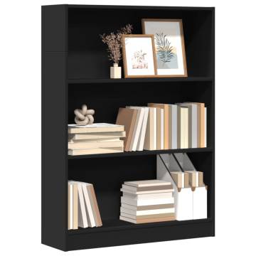  Bookcase Black 80x24x109 cm Engineered Wood