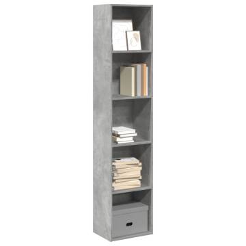  Bookcase Concrete Grey 40x30x189 cm Engineered Wood