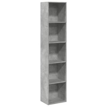  Bookcase Concrete Grey 40x30x189 cm Engineered Wood