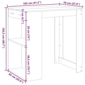  Bar Table Smoked Oak102x70x103.5 cm Engineered Wood