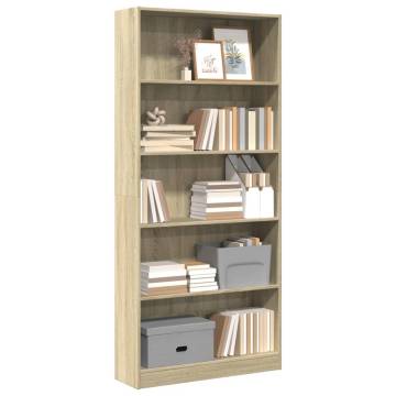  Bookcase Sonoma Oak 80x24x176 cm Engineered Wood