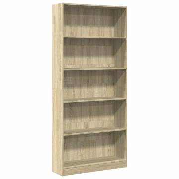  Bookcase Sonoma Oak 80x24x176 cm Engineered Wood