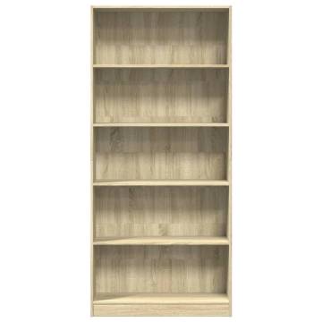  Bookcase Sonoma Oak 80x24x176 cm Engineered Wood