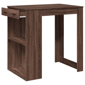  Bar Table Brown Oak 102x70x103.5 cm Engineered Wood