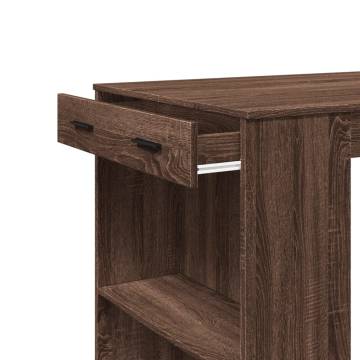  Bar Table Brown Oak 102x70x103.5 cm Engineered Wood