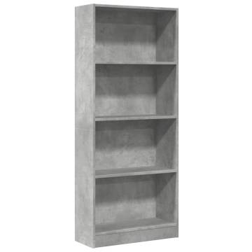  Bookcase Concrete Grey 60x24x143 cm Engineered Wood