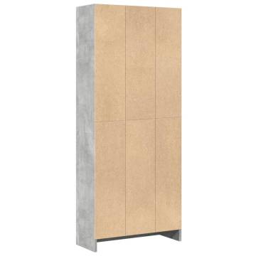  Bookcase Concrete Grey 60x24x143 cm Engineered Wood