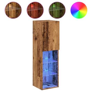  TV Cabinets with LED Lights 2 pcs Old Wood 30.5x30x102 cm