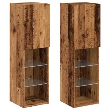  TV Cabinets with LED Lights 2 pcs Old Wood 30.5x30x102 cm