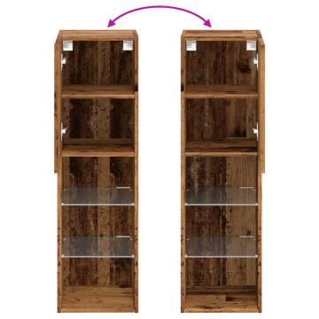  TV Cabinets with LED Lights 2 pcs Old Wood 30.5x30x102 cm