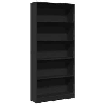  Bookcase Black 80x24x176 cm Engineered Wood