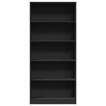  Bookcase Black 80x24x176 cm Engineered Wood