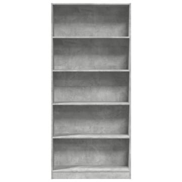  Bookcase Concrete Grey 80x24x176 cm Engineered Wood