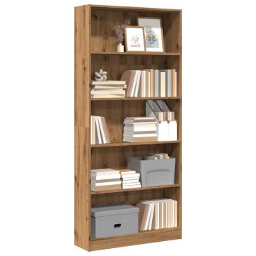  Bookcase Artisian Oak 80x24x176 cm Engineered Wood